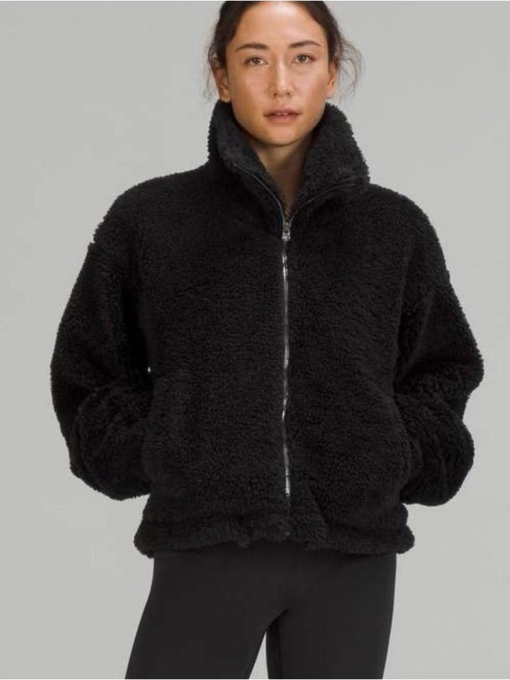 Lululemon Black Sherpa Jacket - Cozy Zip-Up